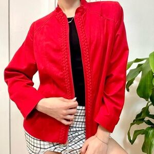 TanJay Zip Braided Trim Jacket Red Size Medium